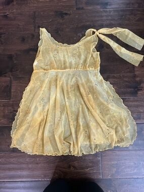 Sheer Yellow Sparkle Y2K top